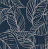 AST3787 Kagan Large Leaf Damask Wallpaper in Blue White Colors with Large Oval Leaves Shaped Modern Style Non Woven Unpasted Wall Covering by Brewster