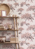 M1670 Ashdown Pink Tree Wallpaper in Rose Gold Mauve Dark Grey Colors with Decor Aesthetic Modern Style Non Woven Unpasted Wall Covering by Brewster