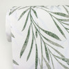2979-36712-3 Bondi Botanical Wallpaper in Olive Green Off White Colors with Frond Silhouettes Bohemian Style Expanded Vinyl Unpasted Wall Covering by Brewster