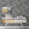 2896-25354 Duchamp Patchwork Metallic Wallpaper in Slate Dark Gray Colors with Rectangle Form Modern Style Non Woven Unpasted Wall Covering by Brewster