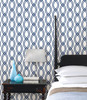 2625-21835 Infinity Indigo Geometric Stripe Wallpaper Non Woven Material Modern Style Symetrie Collection from A-Street Prints by Brewster Made in Great Britain