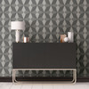 2896-25300 Valiant Faux Grasscloth Wallpaper in Gray Color with Monochromatic Kaleidoscope Mosaic Style Non Woven Unpasted Wall Covering by Brewster
