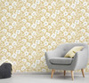 UW24774 Bergman Scandi Flower Wallpaper in Mustard Yellow Colors with Details Pop Subtly Distressed Scandinavian Style Non Woven Paste the Wall Wall Covering by Brewster