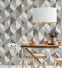 UW24784 Delano Structured Geo Wallpaper in Cream Taupe Slate Light Grey Colors with Silver Ink Outline Modern Style Non Woven Paste the Wall Wall Covering by Brewster