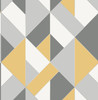 UW24781 Delano Structured Geo Wallpaper in Yellow White Light Grey Taupe Colors with Shapes Glimmer Ink Accents Modern Style Non Woven Paste the Wall Wall Covering by Brewster