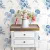UW25888 Deja Floral Wallpaper in Blue Teal Colors with Peaceful Birds Flutter Country Style Non Woven Paste the Wall Wall Covering by Brewster
