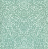 2973-87369 Maris Flock Damask Wallpaper with Stylized Illustrative Florals in Mint Blue Colors Glam Style Unpasted Non Woven by Brewster