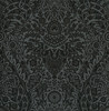 2973-87365 Maris Flock Damask Wallpaper with Illustrative Botanicals Detailed in Charcoal Black Colors Glam Style Unpasted Non Woven by Brewster