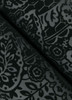 2973-87365 Maris Flock Damask Wallpaper with Illustrative Botanicals Detailed in Charcoal Black Colors Glam Style Unpasted Non Woven by Brewster