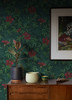 4044-38028-1 Malecon Floral Wallpaper in Green Red Colors with Palm Fonds Vintage Style Unpasted Non Woven Vinyl Wall Covering by Brewster