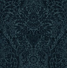 2973-87367 Maris Flock Damask Wallpaper with Stylized Garden Scene in Indigo Blue Colors Glam Style Unpasted Non Woven by Brewster