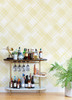2973-90701 Zag Modern Plaid Wallpaper with Stripes Overlaps in Yellow White Colors Farmhouse Style Unpasted Acrylic Coated Paper by Brewster