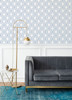 2973-90601 Rion Trellis Wallpaper with Two Shade Textural in Blue Colors Transitional Style Unpasted Acrylic Coated Paper by Brewster