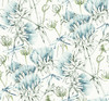 2973-90401 Mariell Dragonfly Wallpaper with Feathery Flowers in Teal Blue Green Gray Colors Modern Style Unpasted Acrylic Coated Paper by Brewster