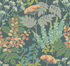 2973-90008 Brie Forest Flowers Wallpaper with Modern and Earthy Arrays in Teal Green Gray White Colors Modern Style Unpasted Acrylic Coated Paper by Brewster