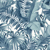 NUS3148 Maui Peel & Stick Wallpaper with Tropical Oasis Palm Print in Blue White Colors Tropical Style Peel and Stick Adhesive Vinyl