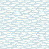3122-10504 Nunkie Sardine Wallpaper with Playful Coastal Charm in Aqua Blue Off White Colors Coastal Style Prepasted Acrylic Coated Paper