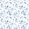 3122-10902 Glinda Navy Floral Trail Wallpaper with Feminine Vintage Stylings in Navy Blue White Colors Farmhouse Style Prepasted Acrylic Coated Paper