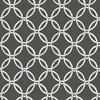 3122-11000 Quelala Black Ring Ogee Wallpaper with Interlocking Circle Chain in Black White Colors Modern Style Prepasted Acrylic Coated Paper