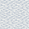 3122-10512 Nunkie Denim Sardine Wallpaper with Playful Coastal Charm in Denim Blue Off White Colors Coastal Style Prepasted Acrylic Coated Paper