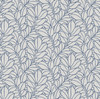 2971-86323 Coraline Leaf Wallpaper with Plump Curling Leaves in Blue Off White Colors Modern Style Non Woven Backed Vinyl Unpasted by Brewster