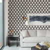 2971-86310 Payton Hexagon Trellis Wallpaper with Linked Sharp Twist in Black Colors Farmhouse Style Non Woven Backed Vinyl Unpasted by Brewster