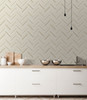 2835-42417 Punta Mita Chevron Wallpaper with Timeless Chic Luxurious Flair in Cream Neutral Gold Colors Transitional Style Unpasted Vinyl by Brewster