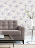 NUS4625 Aya Flower Peel & Stick Wallpaper with Subtle Splash Fronds in Periwinkle Blue Colors Modern Style Peel and Stick Adhesive Vinyl