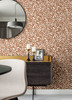 NUS4635 Terracotta Edie Geometric Peel & Stick Wallpaper with Funky Shapes Spill in Terracotta Orange Colors Bohemian Style Peel and Stick Adhesive Vinyl