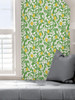 NUS4160 Meyer Peel & Stick Wallpaper with Ripe Lemons Hang From Branches in Green Yellow White Colors Eclectic Style Peel and Stick Adhesive Vinyl