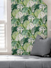 NUS4162 Adansonii Peel & Stick Wallpaper with Large Scale Monstera Leaf in Green White Gray Colors Tropical Style Peel and Stick Adhesive Vinyl