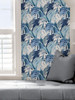 NUS4161 Adansonii Peel & Stick Wallpaper with Bold Monstera Leaves in Blue White Gray Colors Tropical Style Peel and Stick Adhesive Vinyl