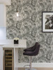 NUS4166 Maui Peel & Stick Wallpaper with Monochromatic Palms Styling  in Black White Grey Colors Tropical Style Peel and Stick Adhesive Vinyl
