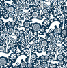 NUS4287 Merriment Peel & Stick Wallpaper with Songbirds Deer Bunnies and Squirrels in Navy Blue Colors Bohemian Style Peel and Stick Adhesive Vinyl