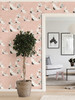 NUS4299 Halcyon Peel & Stick Wallpaper with Slightly Marbled Backdrop in Pink Black Off White Gray Colors Whimsical Style Peel and Stick Adhesive Vinyl