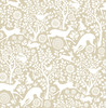 NUS4300 Merriment Peel & Stick Wallpaper with Bunnies Squirrels Deer and Songbirds in Cream Neutral Off White Colors Bohemian Style Peel and Stick Adhesive Vinyl