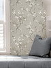 NUS4301 Mirei Peel & Stick Wallpaper with Japanese Blossoms Inspired in Grey White Colors Modern Style Peel and Stick Adhesive Vinyl