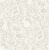 NUS4304 Terrene Peel & Stick Wallpaper with Rabbits Birds and Lush Flora in Cream Neutral Colors Whimsical Style Peel and Stick Adhesive Vinyl