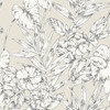 NUS3145 Cayman Peel & Stick Wallpaper with Hibiscus Florals Palm Fronds in Grey Neutral Colors Bohemian Style Peel and Stick Adhesive Vinyl