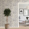 NUS3145 Cayman Peel & Stick Wallpaper with Hibiscus Florals Palm Fronds in Grey Neutral Colors Bohemian Style Peel and Stick Adhesive Vinyl