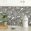 NUS3146 Charcoal Merriment Peel & Stick Wallpaper with Songbirds Bunnies and Squirrels in Charcoal Grey Colors Scadinavian Style  Peel and Stick Adhesive Vinyl