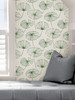 NUS4305 Aya Peel & Stick Wallpaper with Stylized Floral Design in Sage Green Colors Modern Style Peel and Stick Adhesive Vinyl