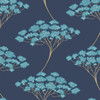 NUS3147 Ficus Peel & Stick Wallpaper with Trees Slender Trunks in Navy Blue Gray  Colors Traditional Style Peel and Stick Adhesive Vinyl