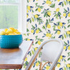 NUS3161 Lemon Drop Peel & Stick Wallpaper with Brilliant Fruits Leaves in Yellow Blue Green Colors Kitchen & Bath Style Peel and Stick Adhesive Vinyl