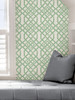 NUS4382 Tanner Peel & Stick Wallpaper with Classic Trellis Modern Flair in Green White Colors Traditional Style Peel and Stick Adhesive Vinyl