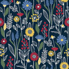 NUS4045 Jane Peel & Stick Wallpaper with Folksy Flare in Navy Multicolor Colors Scandinavian Style Peel and Stick Adhesive Vinyl