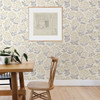 NUS3546 Wethersfield Peel & Stick Wallpaper with Bouquet of Flowers in Yellow Blue Off White Colors Bohemian Style Peel and Stick Adhesive Vinyl