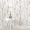 NUS1412 Woods Peel & Stick Wallpaper with Enchanted Forest Motif  in Grey Off White Colors Kids Style Peel and Stick Adhesive Vinyl