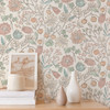 NUS3623 Southern Trail Peel & Stick Wallpaper with Hand Drawn Florals in Pastel Pink Colors Farmhouse Style Peel and Stick Adhesive Vinyl