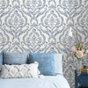NUS3547 Guildford Peel & Stick Wallpaper with Soothing Ambiance in Blue Off White Colors Traditional Style Peel and Stick Adhesive Vinyl